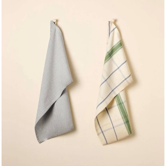 Hearth & Hand with Magnolia Other - Hearth & Hand Kitchen Towels Set of 2 Navy Green Plaid Stripe NWT